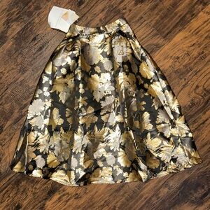 Elegant Black and Gold Floral Skirt